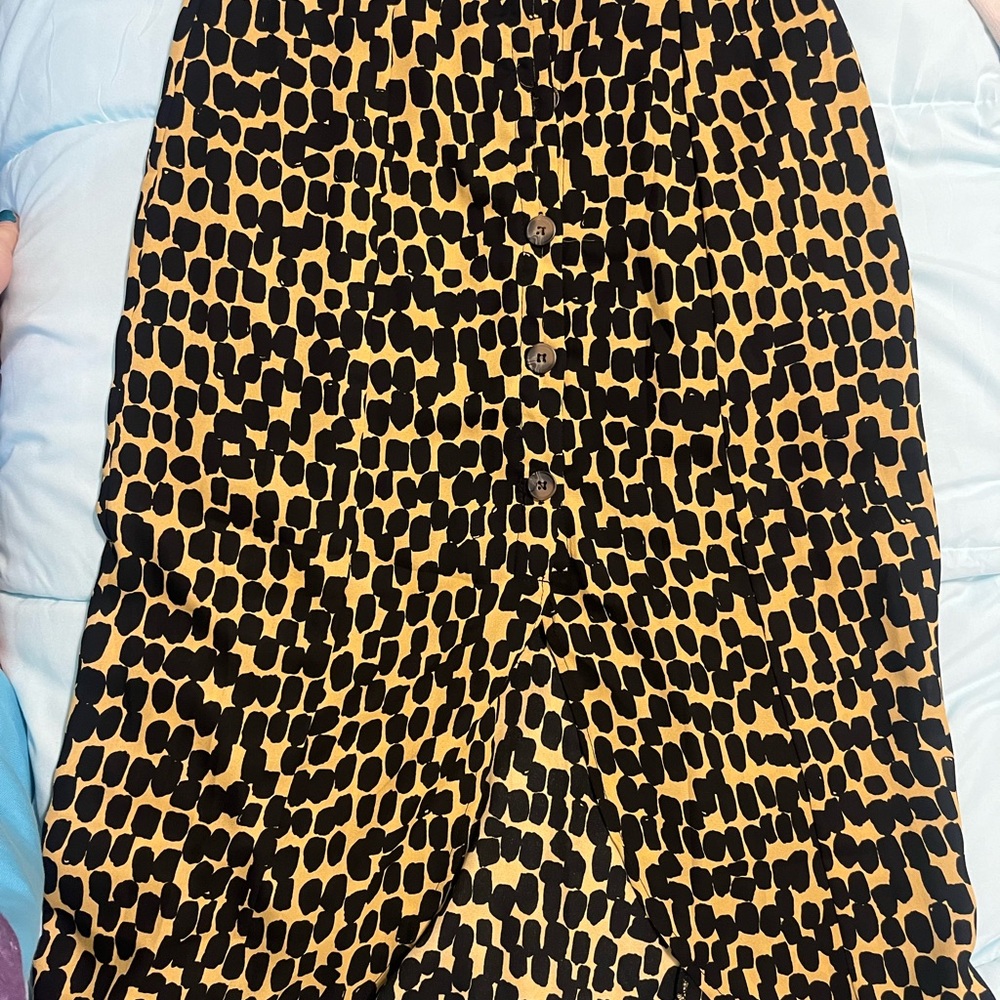 Knee Length Leopard button up skirt size Small